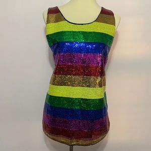 NWT Rainbow Pride Sequins Adult Tank Size XL